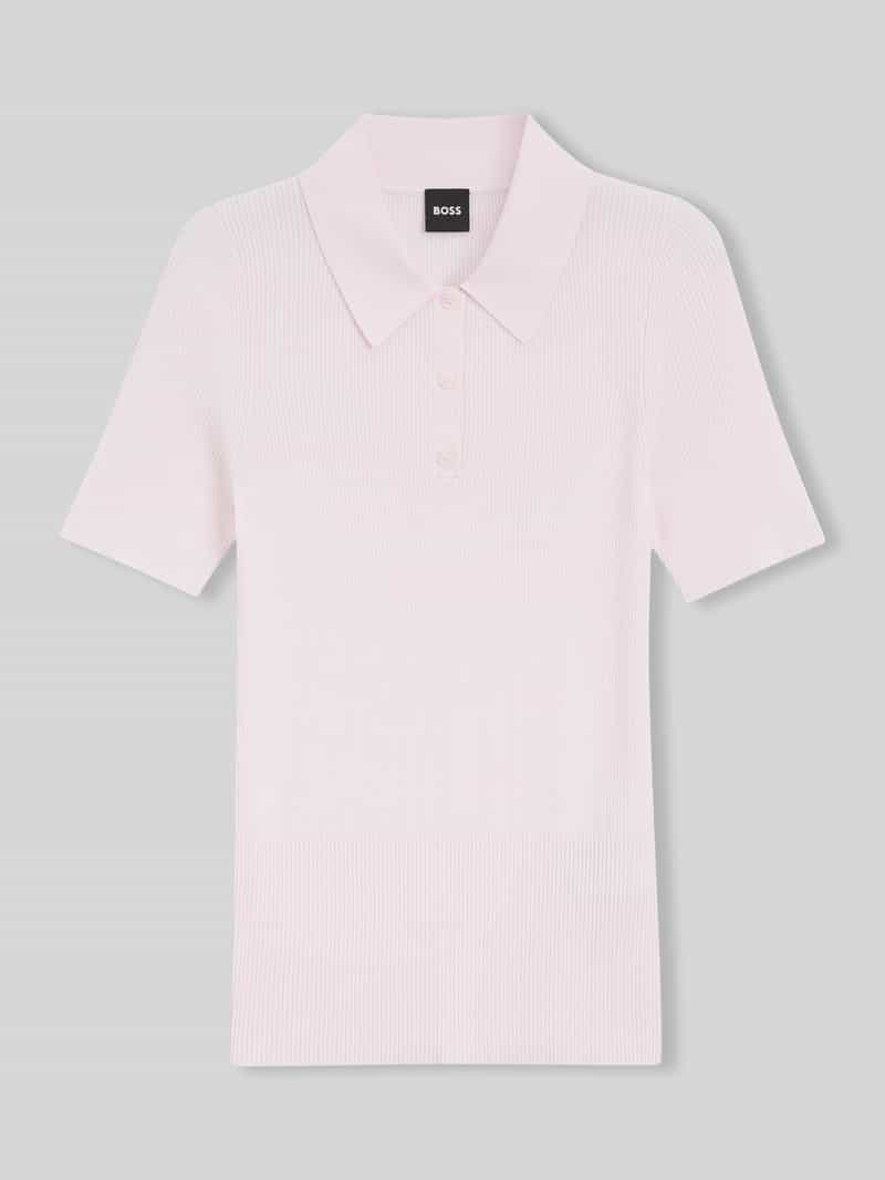Koszulka polo krój slim fit z prążkowanej dzianiny