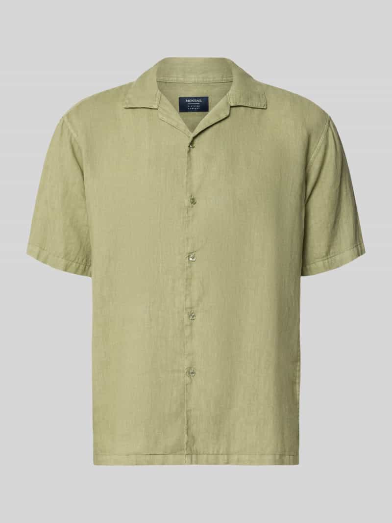 Koszula lniana o kroju regular fit z kołnierzem z połami