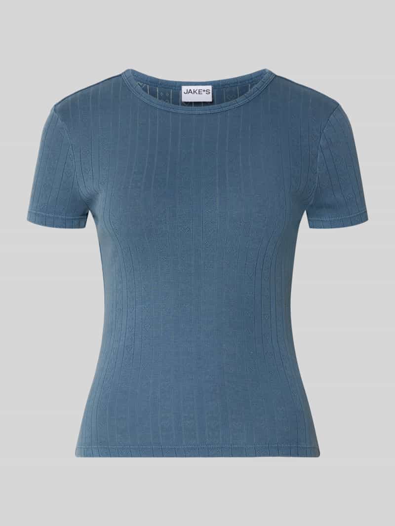 t-shirt z dzianiny o wzorze pointelle z okrągłym dekoltem