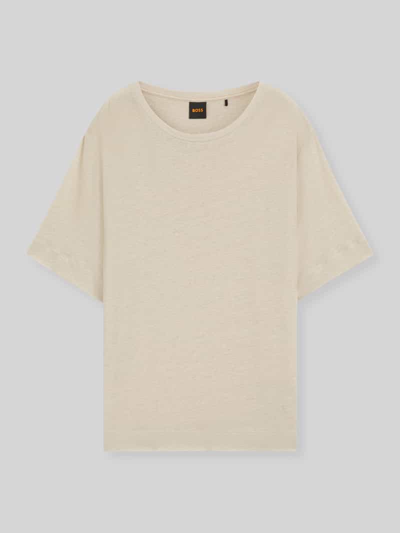 męski t-shirt o kroju regular fit z czystego lnu