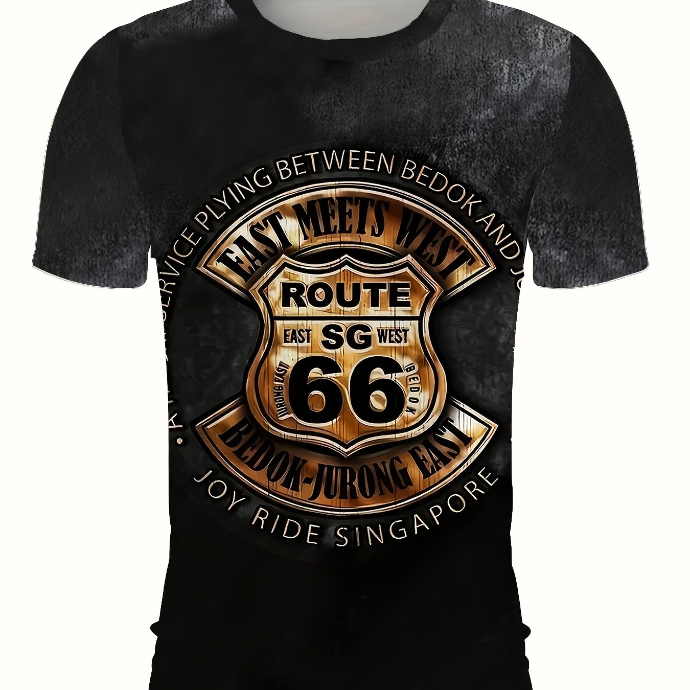 TEMU Wzorzysta koszula z krótkim rękawem, regularny krój z okrągłym dekoltem, odpowiednia na prezenty urodzinowe na podróż samochodową/dla niego/dla