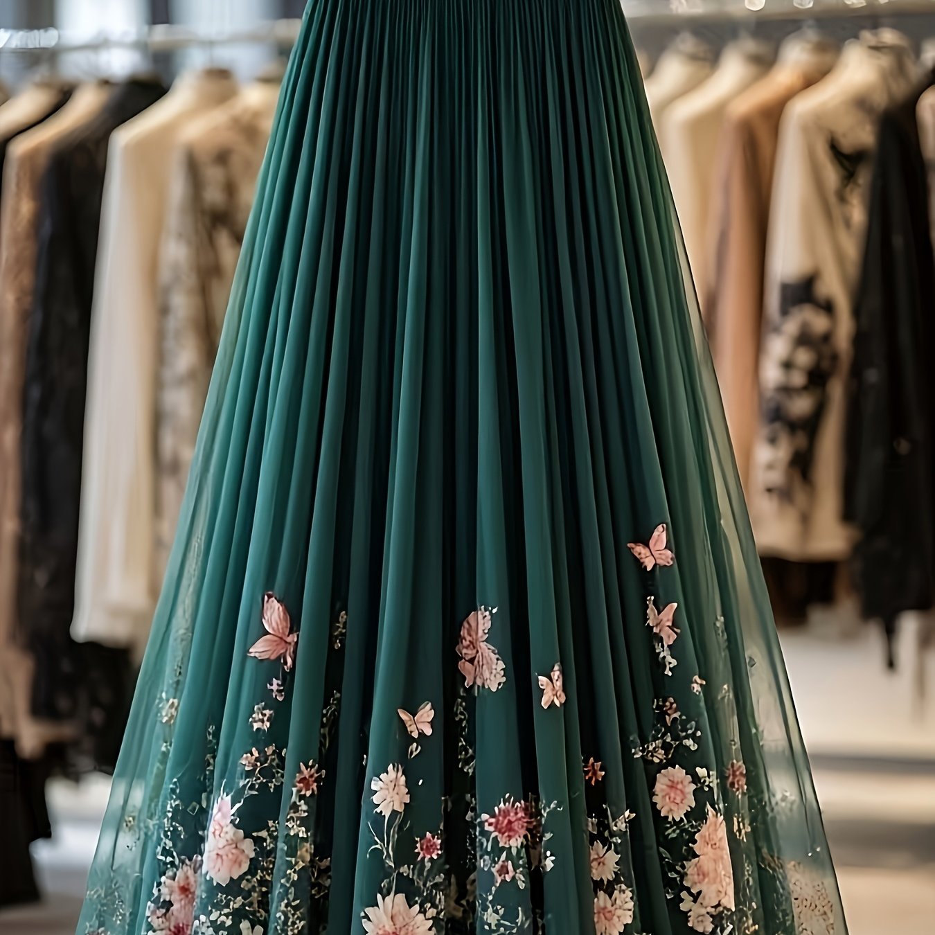 TEMU Długa spódnica damska w kształcie litery A z nadrukiem, idealna na co dzień i do noszenia przez cały rok.