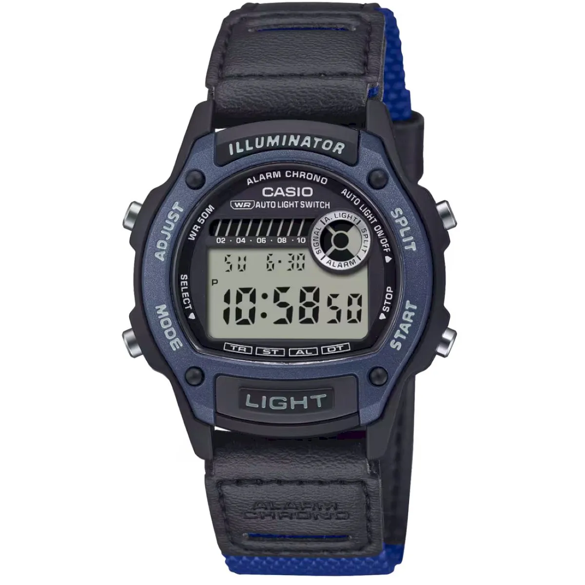 Casio W-220HF-2AVEF zegarek sportowy z paskiem parcianym czarno-niebieski