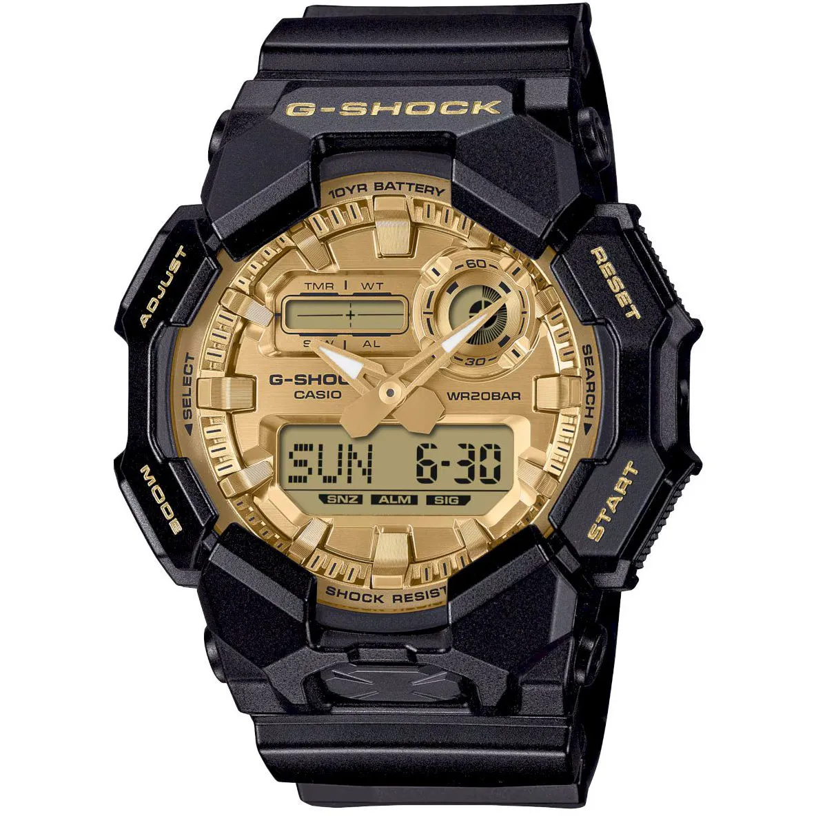 Zegarek Casio GA-010GGB-1A9 czarno-złoty ze wskazówkami