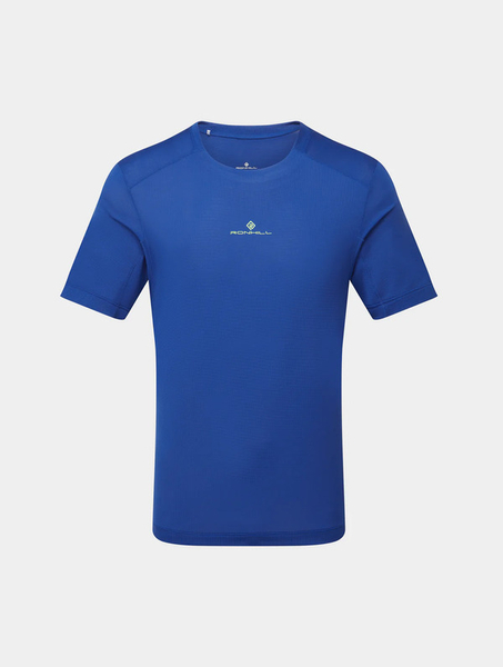 RONHILL Koszulka biegowa męska TECH S/S TEE dark cobalt/fluo green