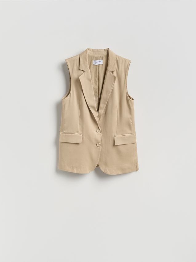 Reserved - Kamizelka z lyocellu - beżowy