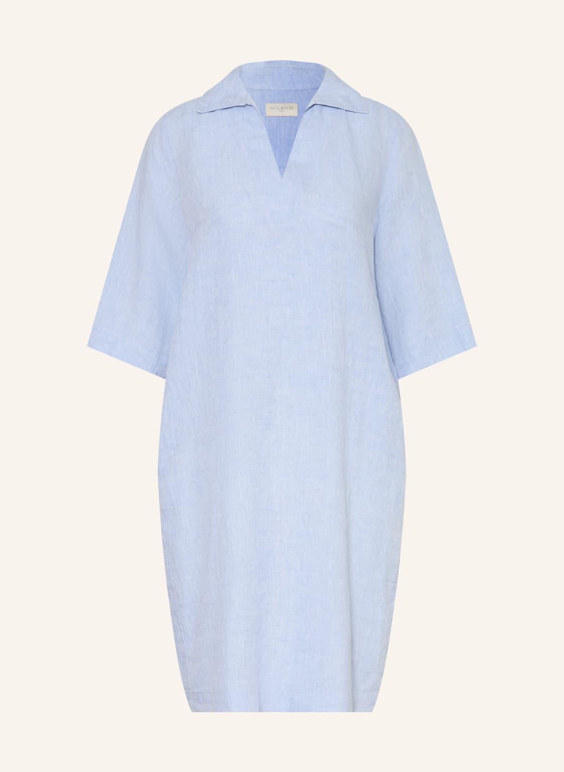 Milano Italy Lniana Sukienka Z Rękawami 3/4 blau
