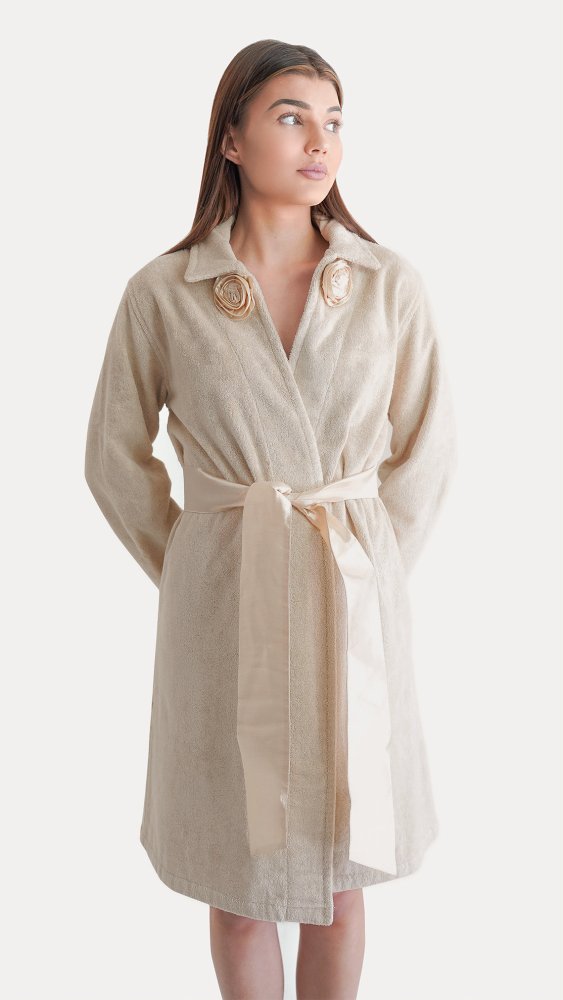 Damski bambusowy szlafrok ROSE S Beżowy