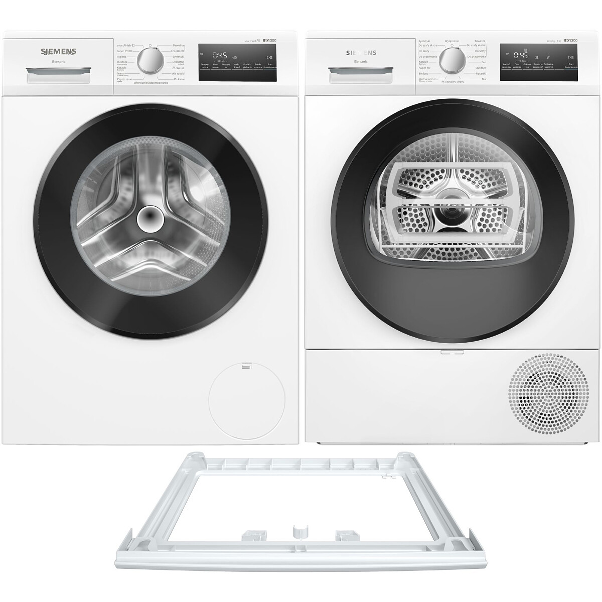 Zestaw AGD Siemens iQ300 Pralka WM14N257PL 9kg + Suszarka WT45HV99PL 8kg + Łącznik WZ27410