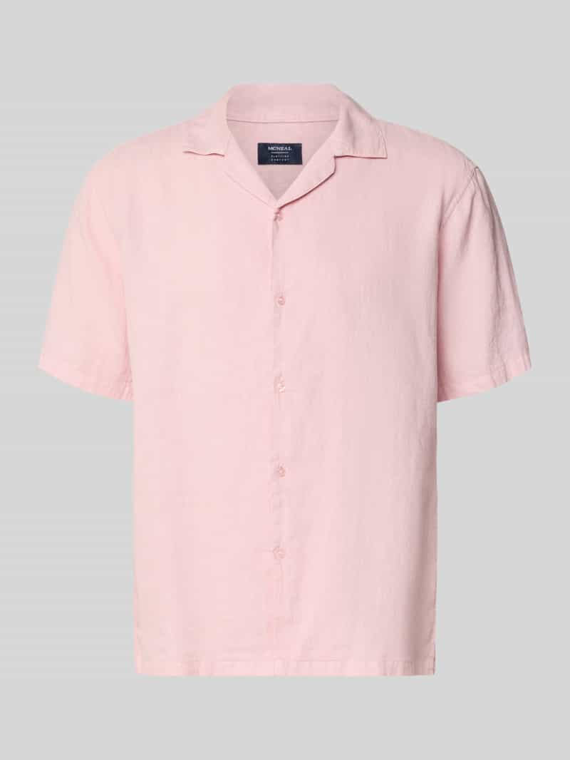 Koszula lniana o kroju regular fit z kołnierzem z połami