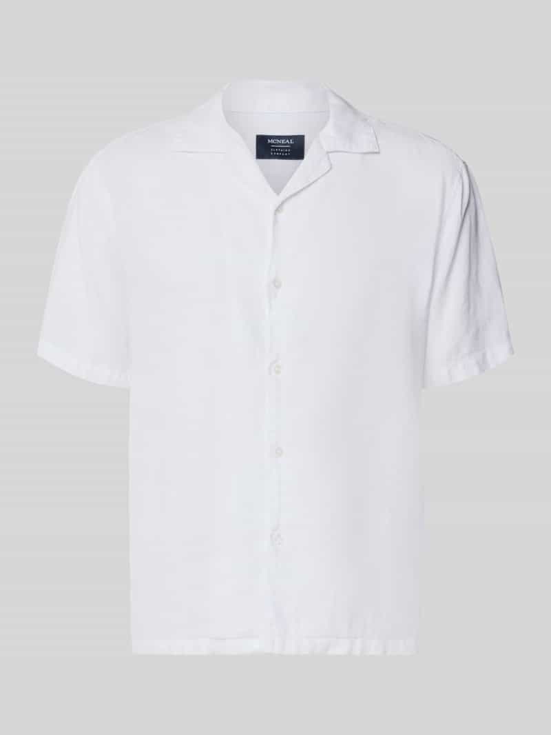 Koszula lniana o kroju regular fit z kołnierzem z połami