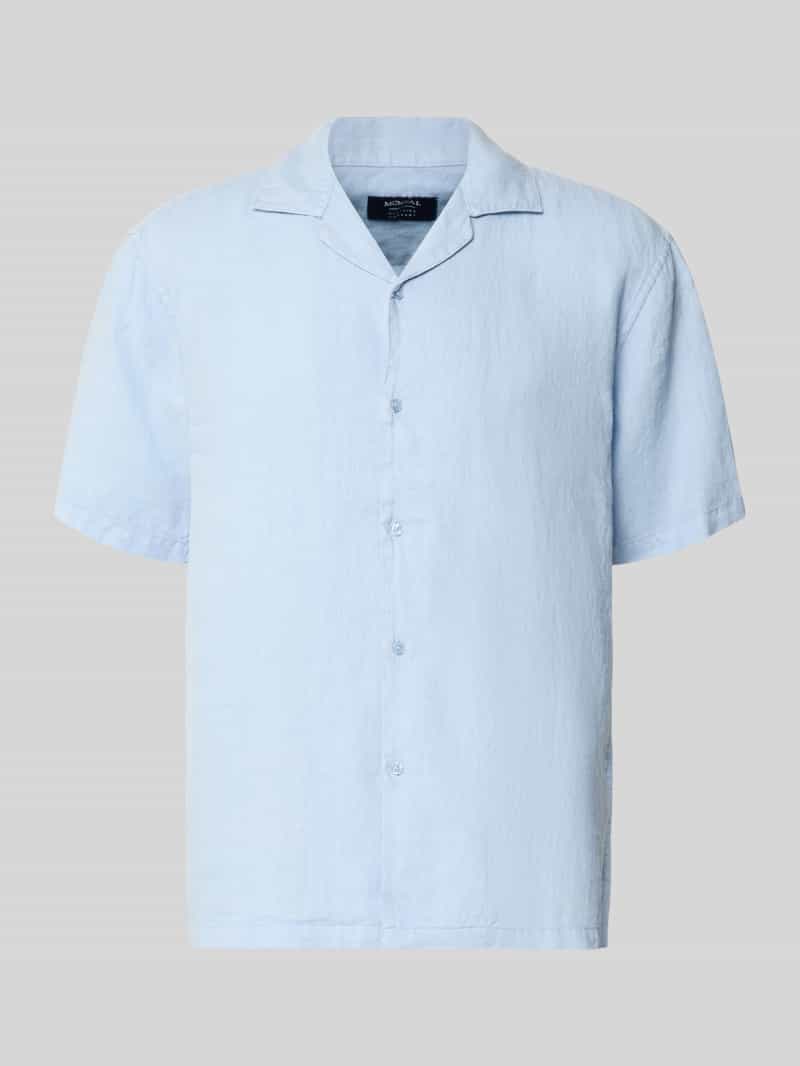 Koszula lniana o kroju regular fit z kołnierzem z połami