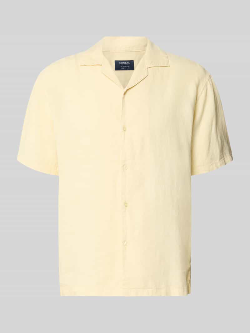 Koszula lniana o kroju regular fit z kołnierzem z połami