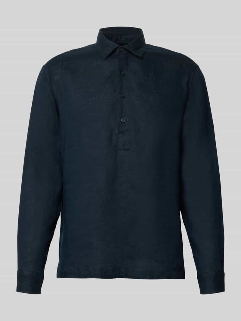 Koszula casualowa o kroju regular fit z lnu z kołnierzykiem typu kent