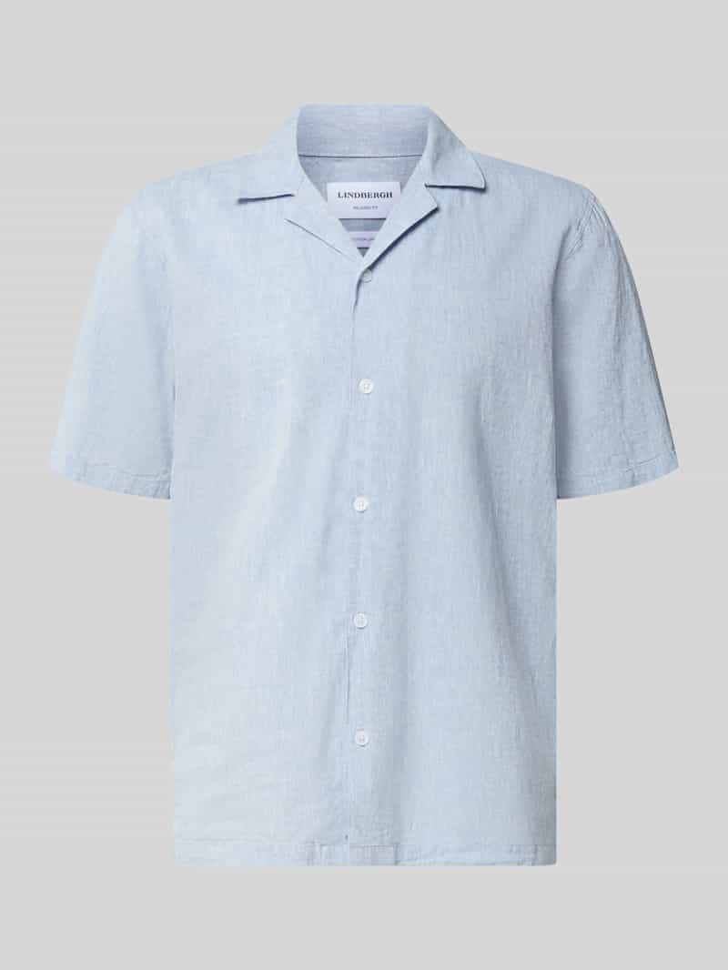 Koszula casualowa o kroju relaxed fit z mieszanki lnu i bawełny