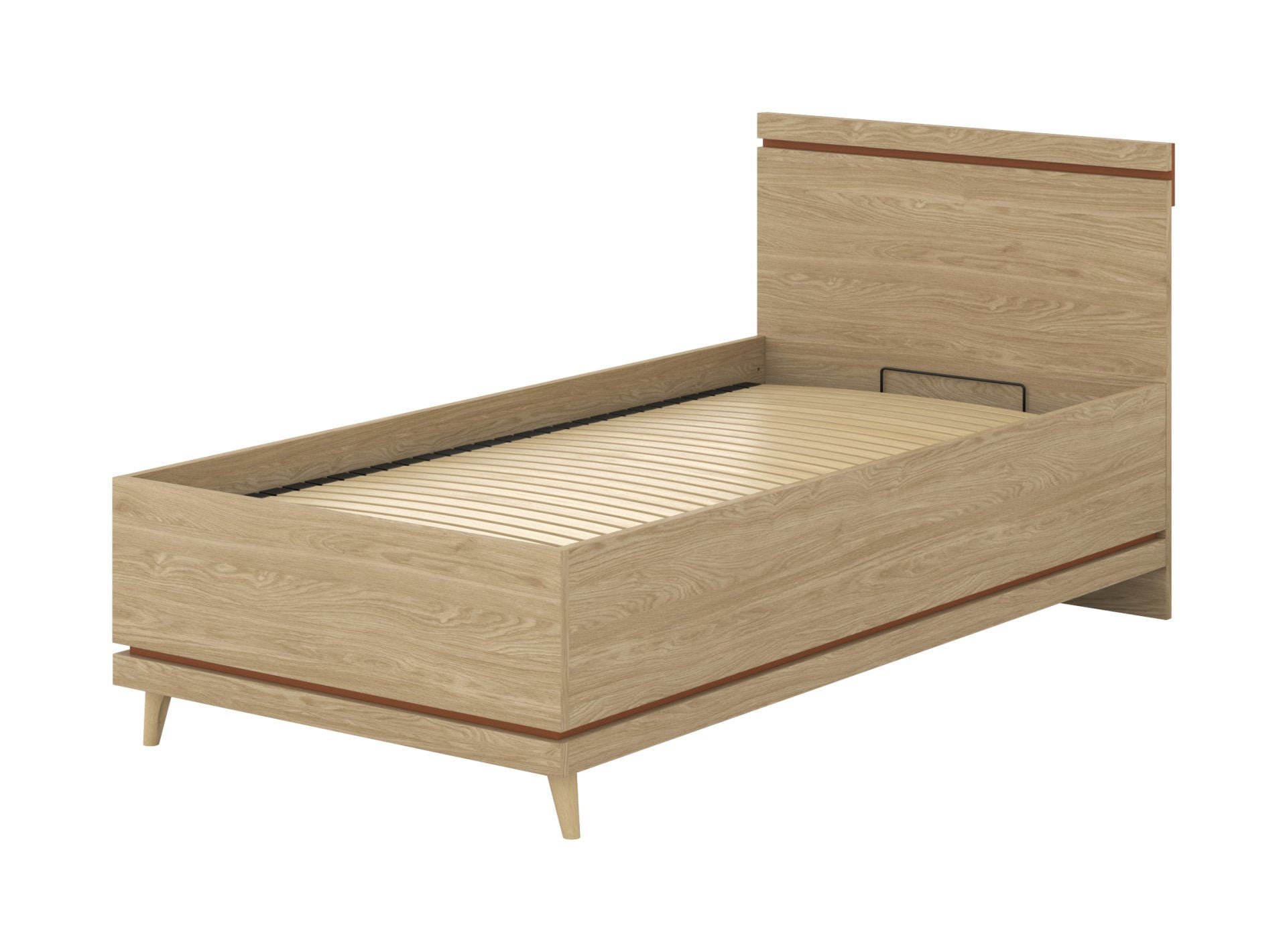 Łóżko Scandi 54 100X200 Z Pojemnikiem Dąb Olejowany / Ceglany