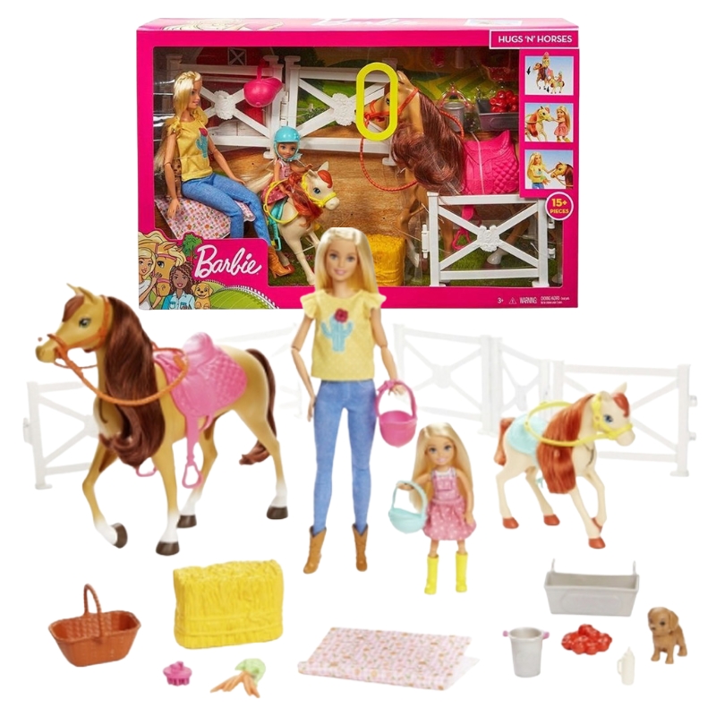 Barbie Zestaw Stadnina Koni 2 Lalki + Akcesoria 3+