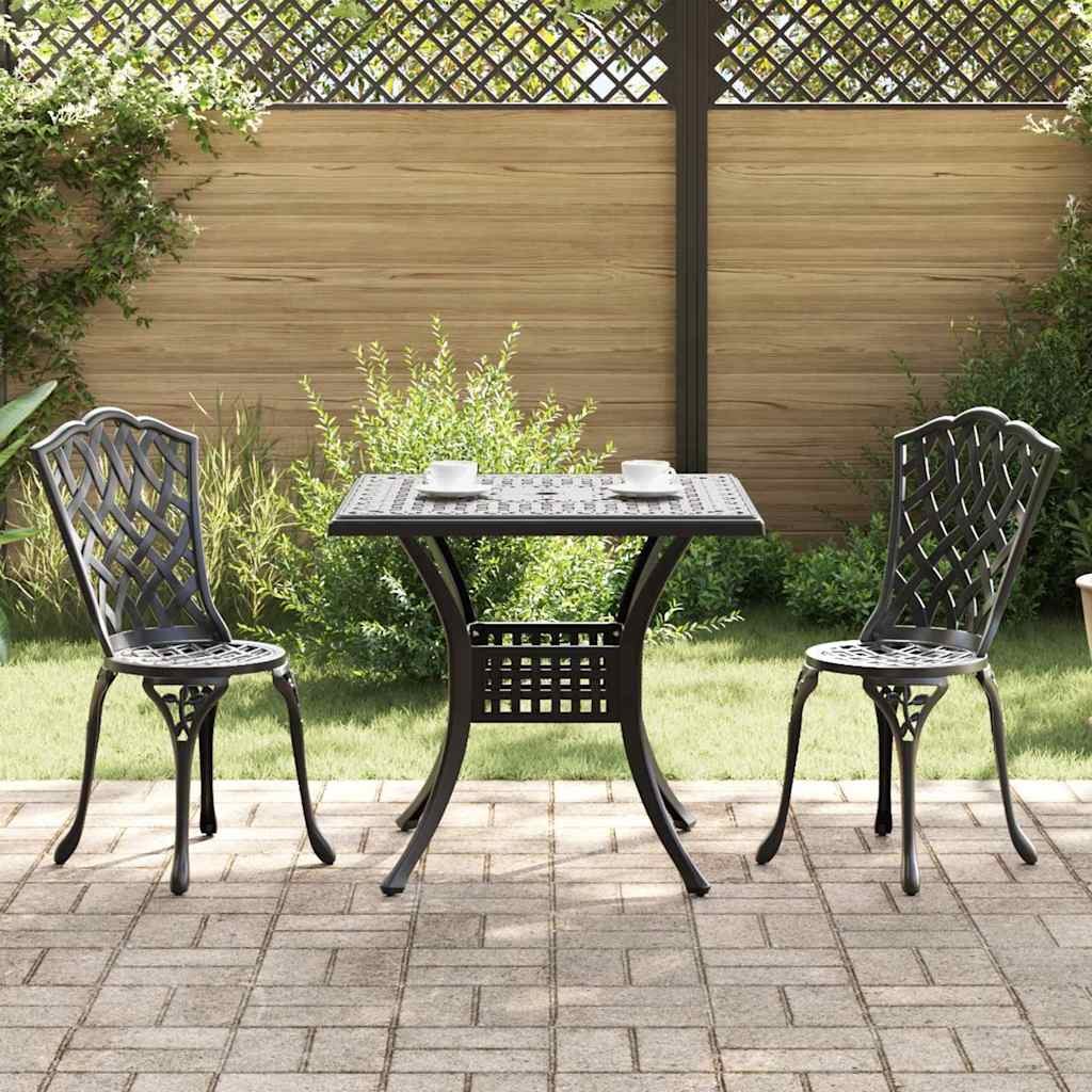 VidaXL Zestaw stołów ogrodowych 3 pcs Czarny Aluminium odlewane