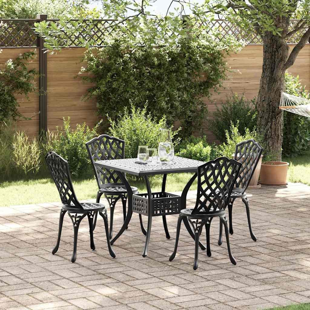VidaXL Zestaw stołów ogrodowych 5 pcs Czarny Aluminium odlewane