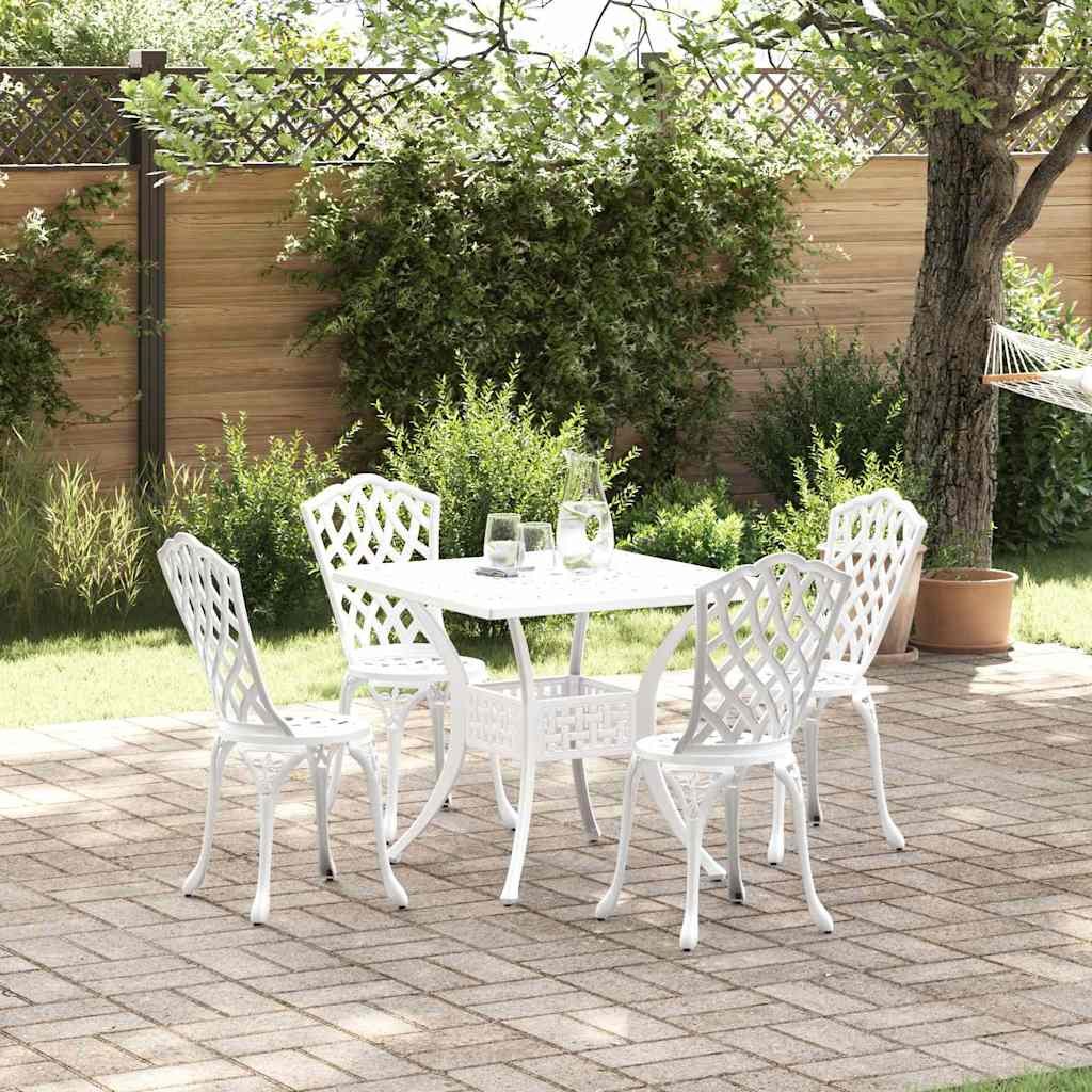 VidaXL Zestaw stołów ogrodowych 5 pcs Biały Aluminium odlewane