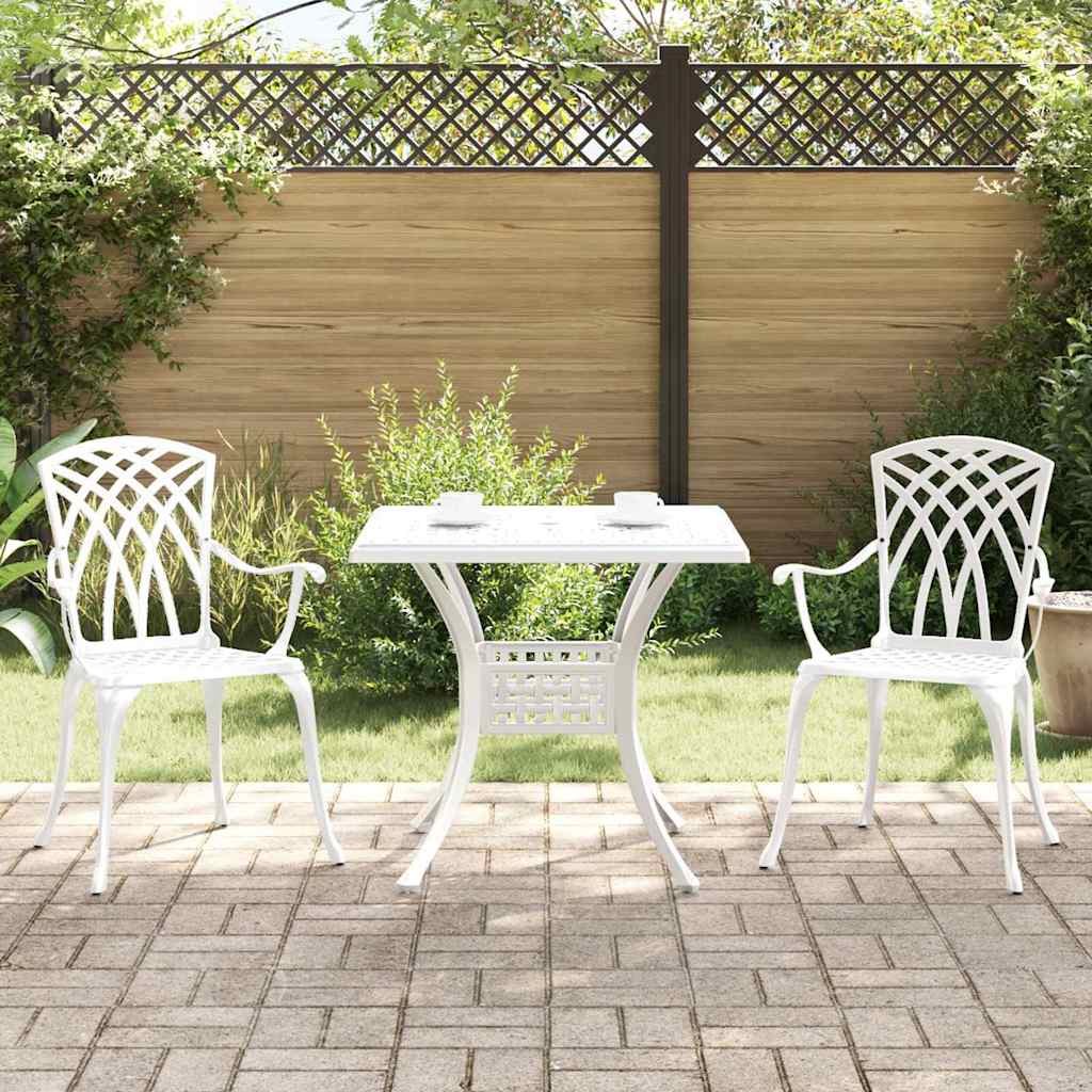 VidaXL Zestaw stołów ogrodowych 3 pcs Biały Aluminium odlewane