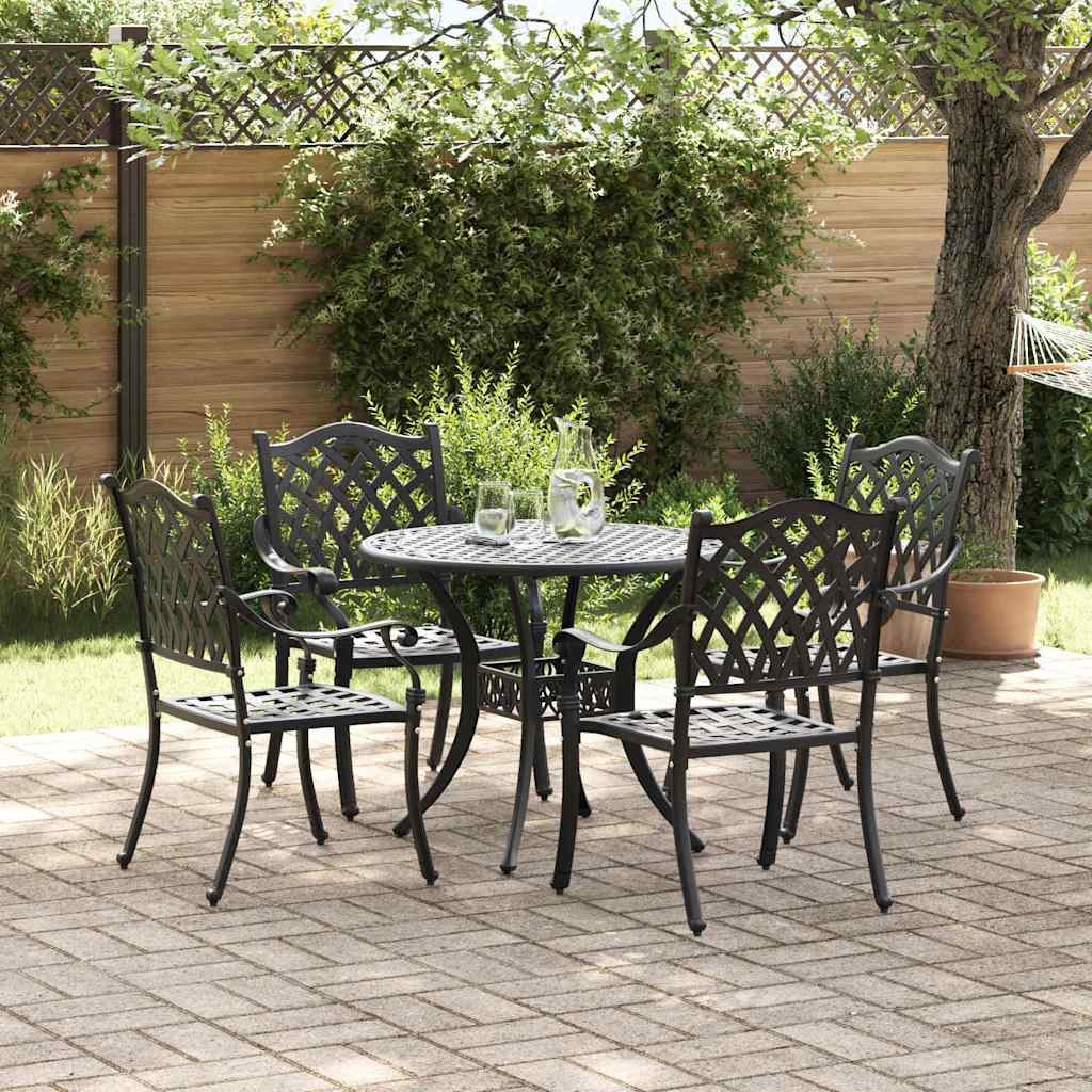 VidaXL Zestaw do jadalni w ogrodzie 5 pcs Czarny Aluminium