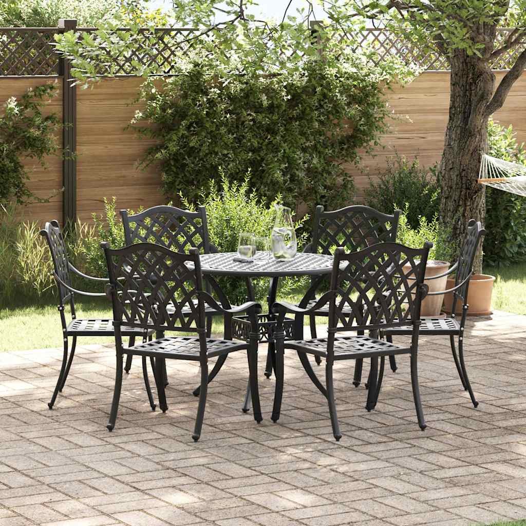 VidaXL Zestaw do jadalni w ogrodzie 7 pcs Czarny Aluminium