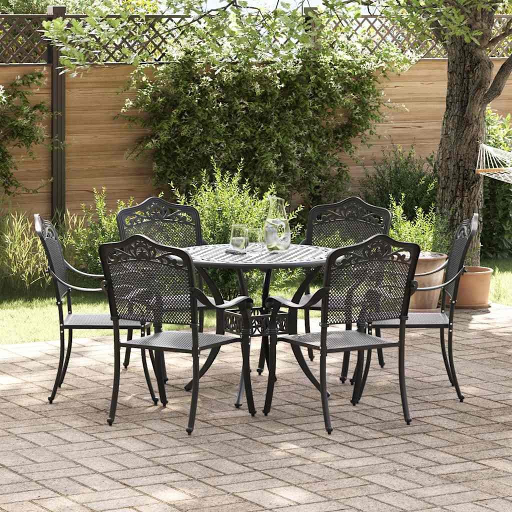 VidaXL Zestaw do jadalni w ogrodzie 7 pcs Czarny Aluminium