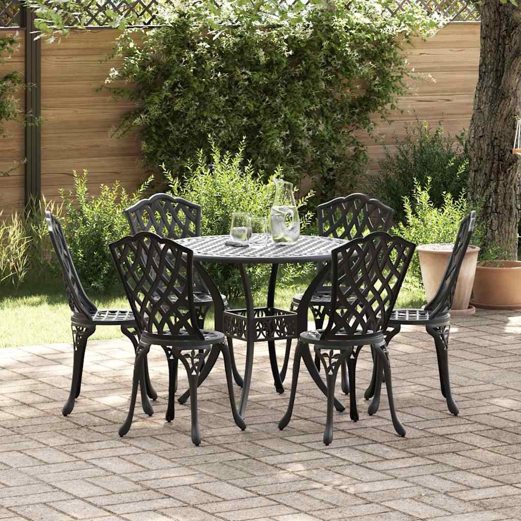 VidaXL Zestaw do jadalni w ogrodzie 7 pcs Czarny Aluminium