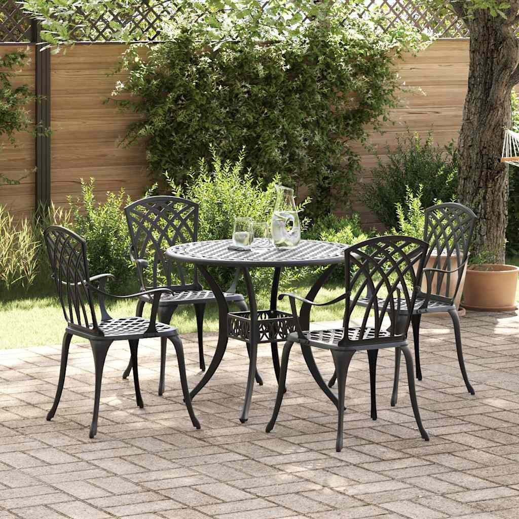 VidaXL Zestaw do jadalni w ogrodzie 5 pcs Czarny Aluminium