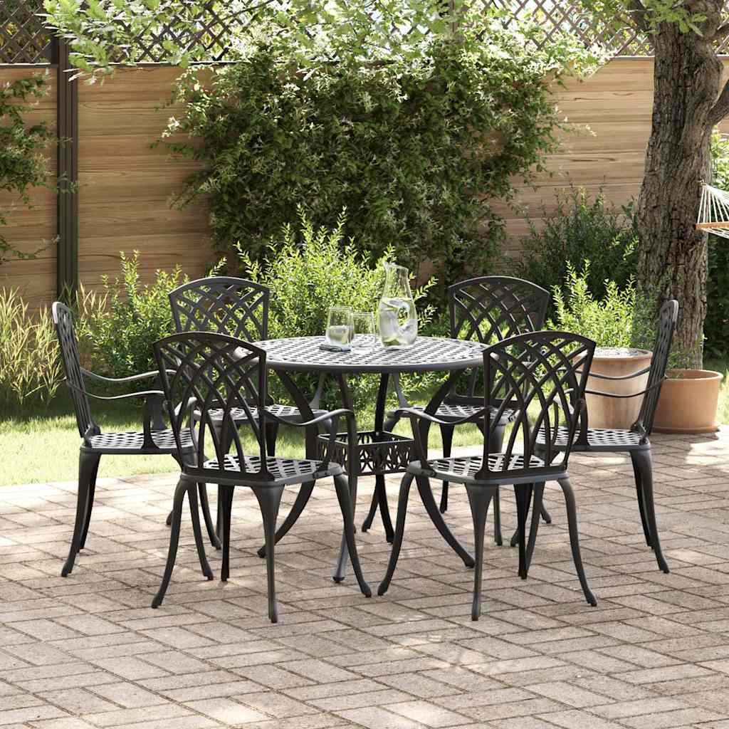 VidaXL Zestaw do jadalni w ogrodzie 7 pcs Czarny Aluminium