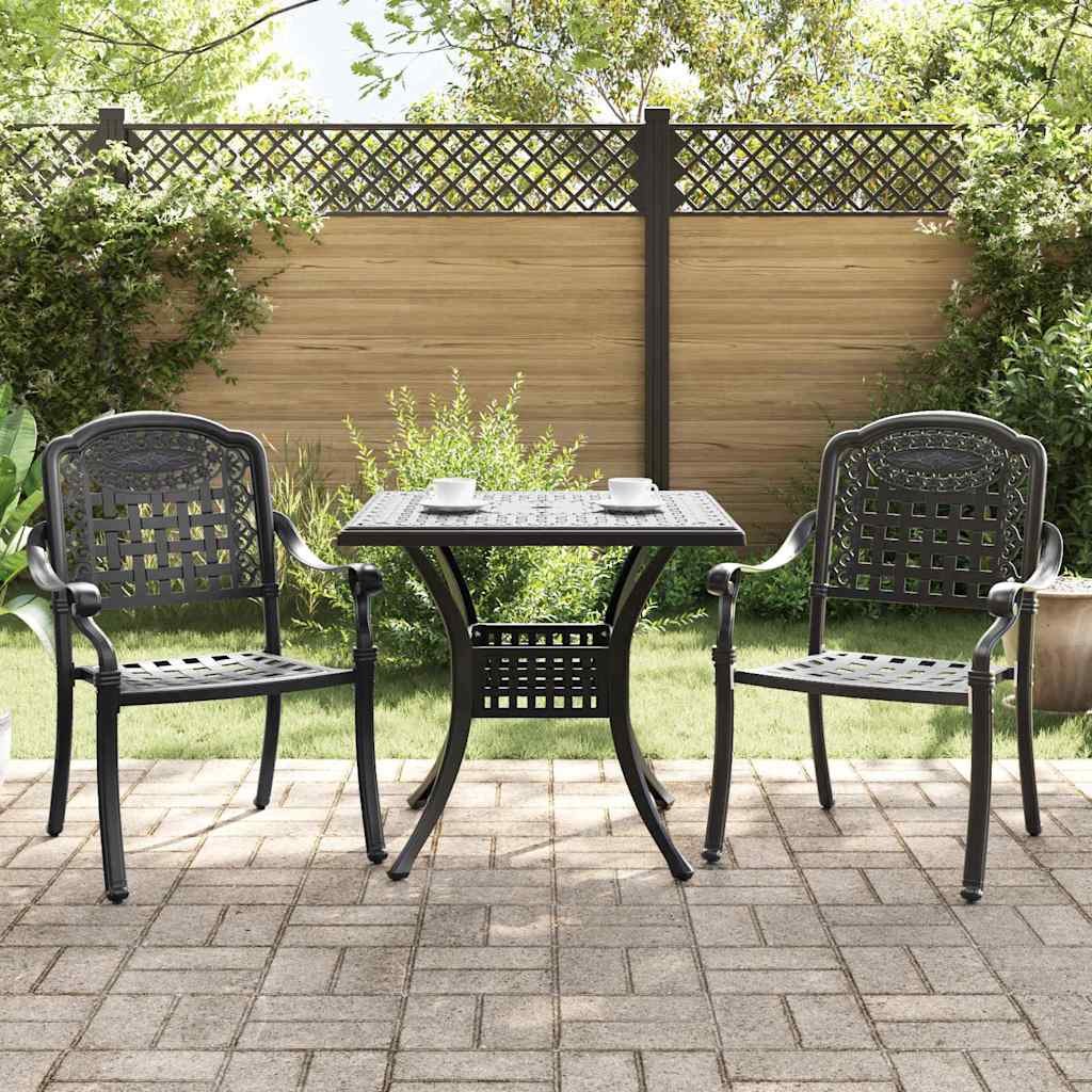 VidaXL Zestaw stołów ogrodowych 3 pcs Czarny Aluminium odlewane