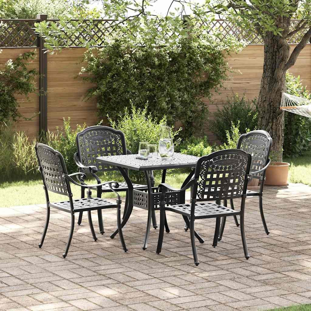 VidaXL Zestaw stołów ogrodowych 5 pcs Czarny Aluminium odlewane