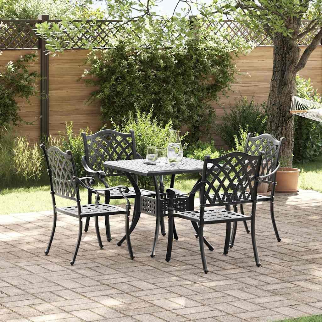 VidaXL Zestaw stołów ogrodowych 5 pcs Czarny Aluminium odlewane