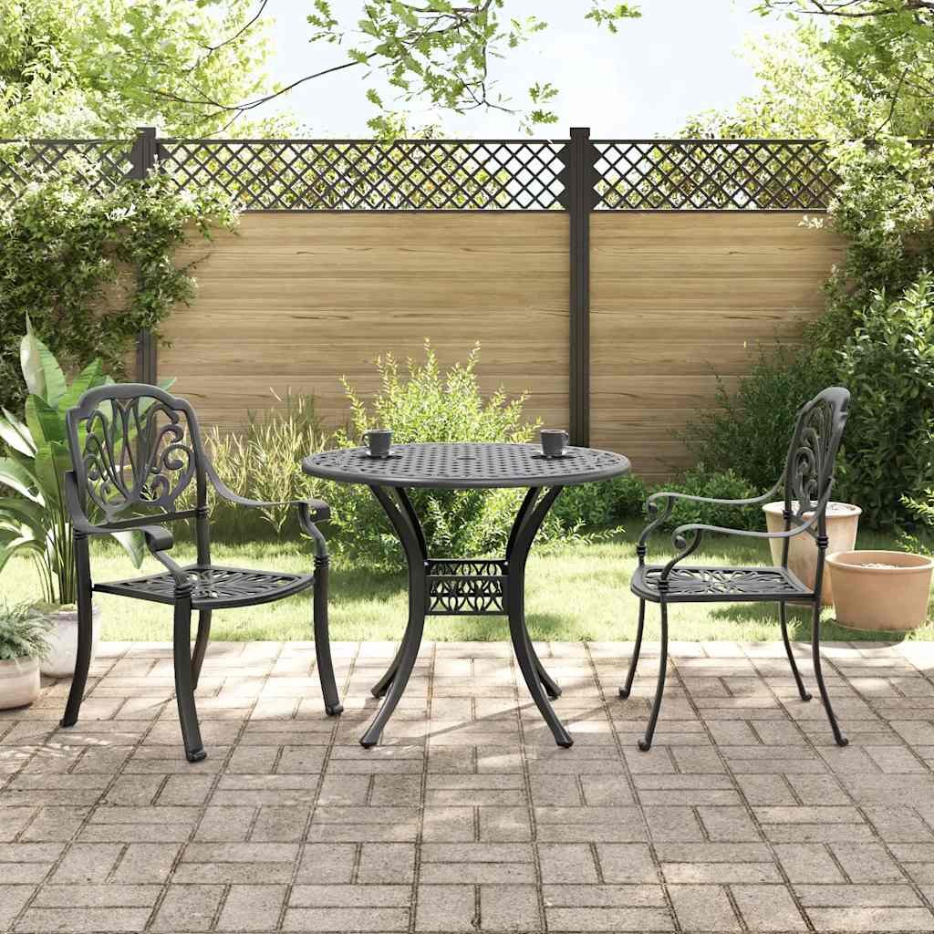 VidaXL 3-częściowy zestaw mebli bistro, czarny, odlewane aluminium