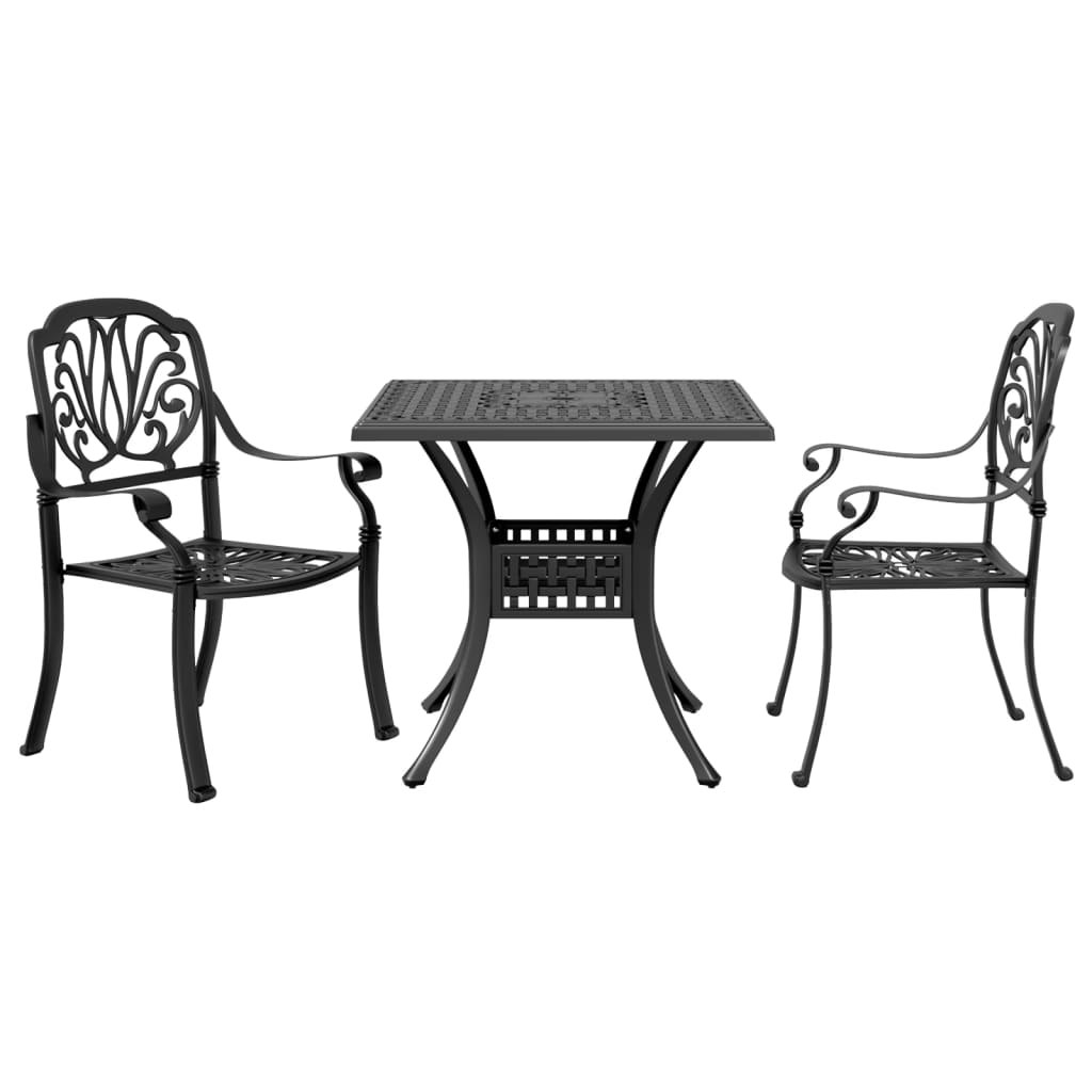 VidaXL 3-częściowy zestaw mebli bistro, czarny, odlewane aluminium