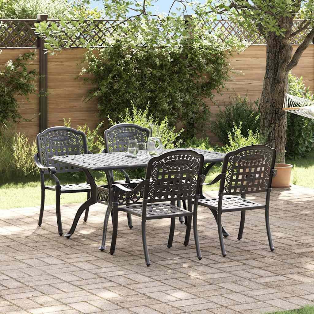 VidaXL Zestaw do jadalni w ogrodzie 5 pcs Czarny Aluminium