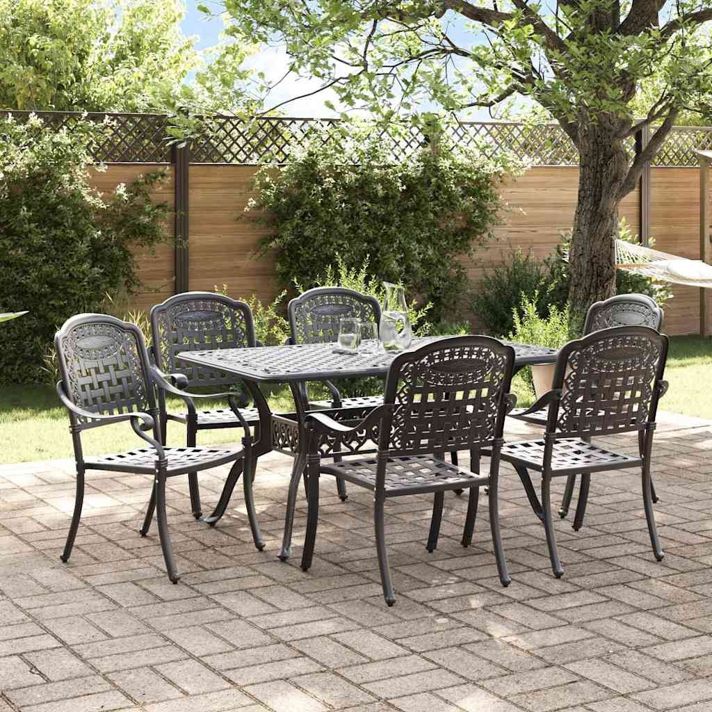 VidaXL Zestaw do jadalni w ogrodzie 7 pcs Czarny Aluminium