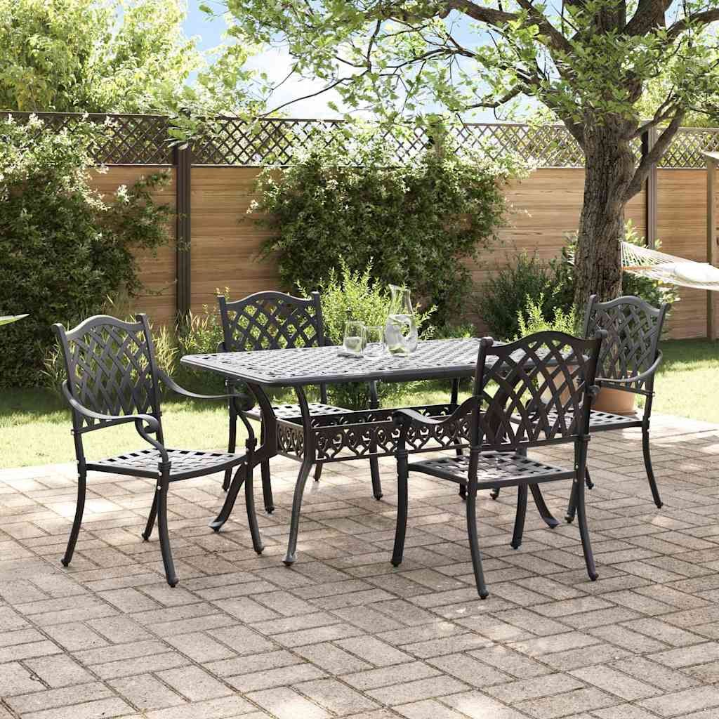VidaXL Zestaw do jadalni w ogrodzie 5 pcs Czarny Aluminium