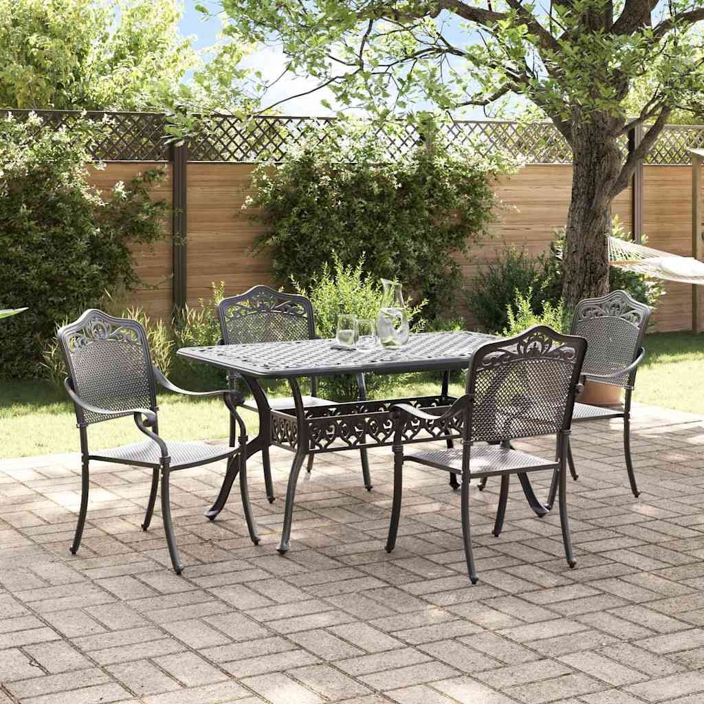 VidaXL Zestaw do jadalni w ogrodzie 5 pcs Czarny Aluminium