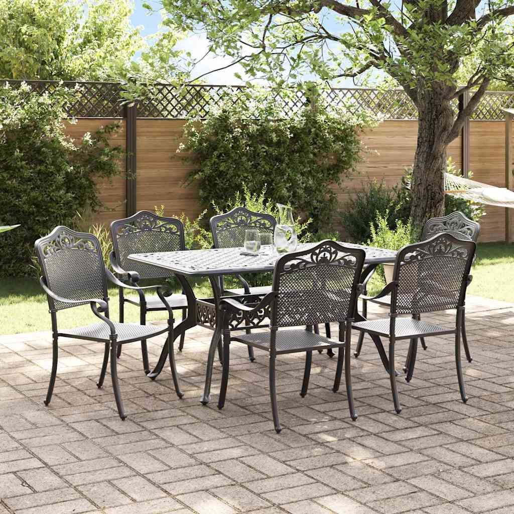 VidaXL Zestaw do jadalni w ogrodzie 7 pcs Czarny Aluminium