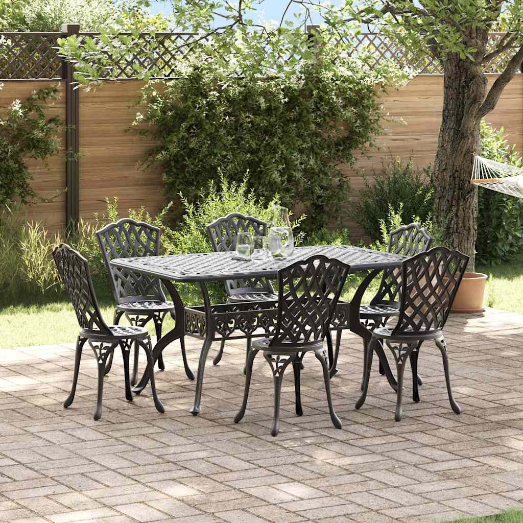 VidaXL Zestaw do jadalni w ogrodzie 7 pcs Czarny Aluminium