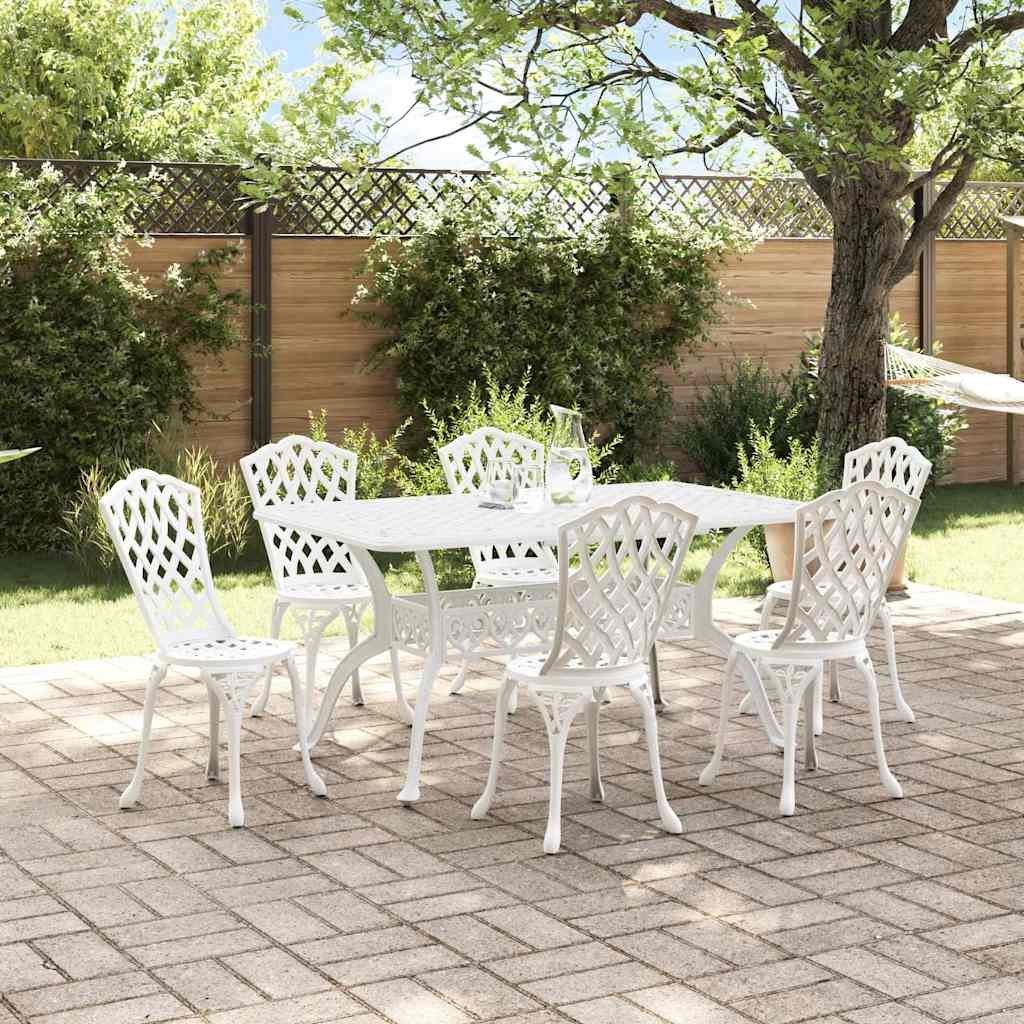 VidaXL Zestaw do jadalni w ogrodzie 7 pcs Biały Aluminium