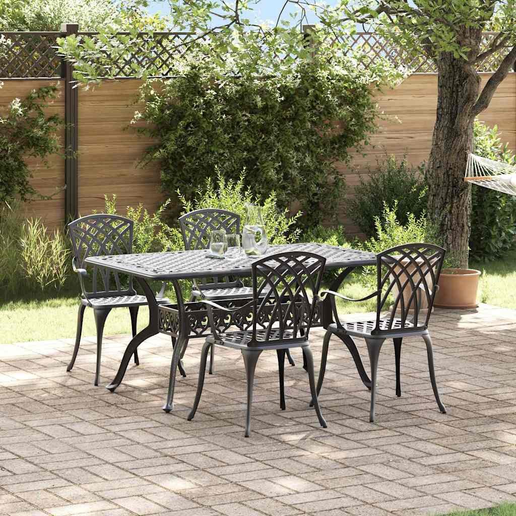 VidaXL Zestaw do jadalni w ogrodzie 5 pcs Czarny Aluminium
