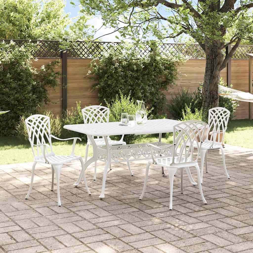 VidaXL Zestaw do jadalni w ogrodzie 5 pcs Biały Aluminium
