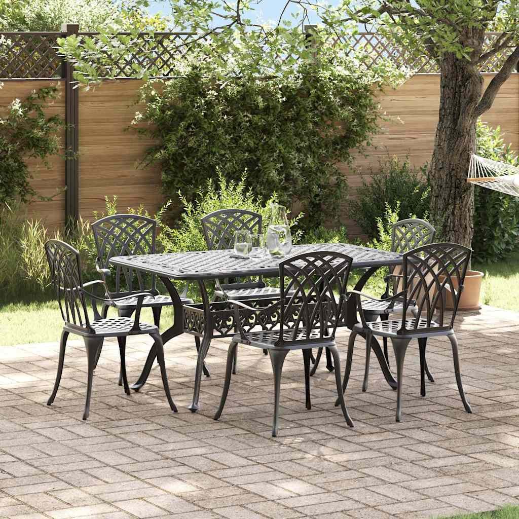 VidaXL Zestaw do jadalni w ogrodzie 7 pcs Czarny Aluminium