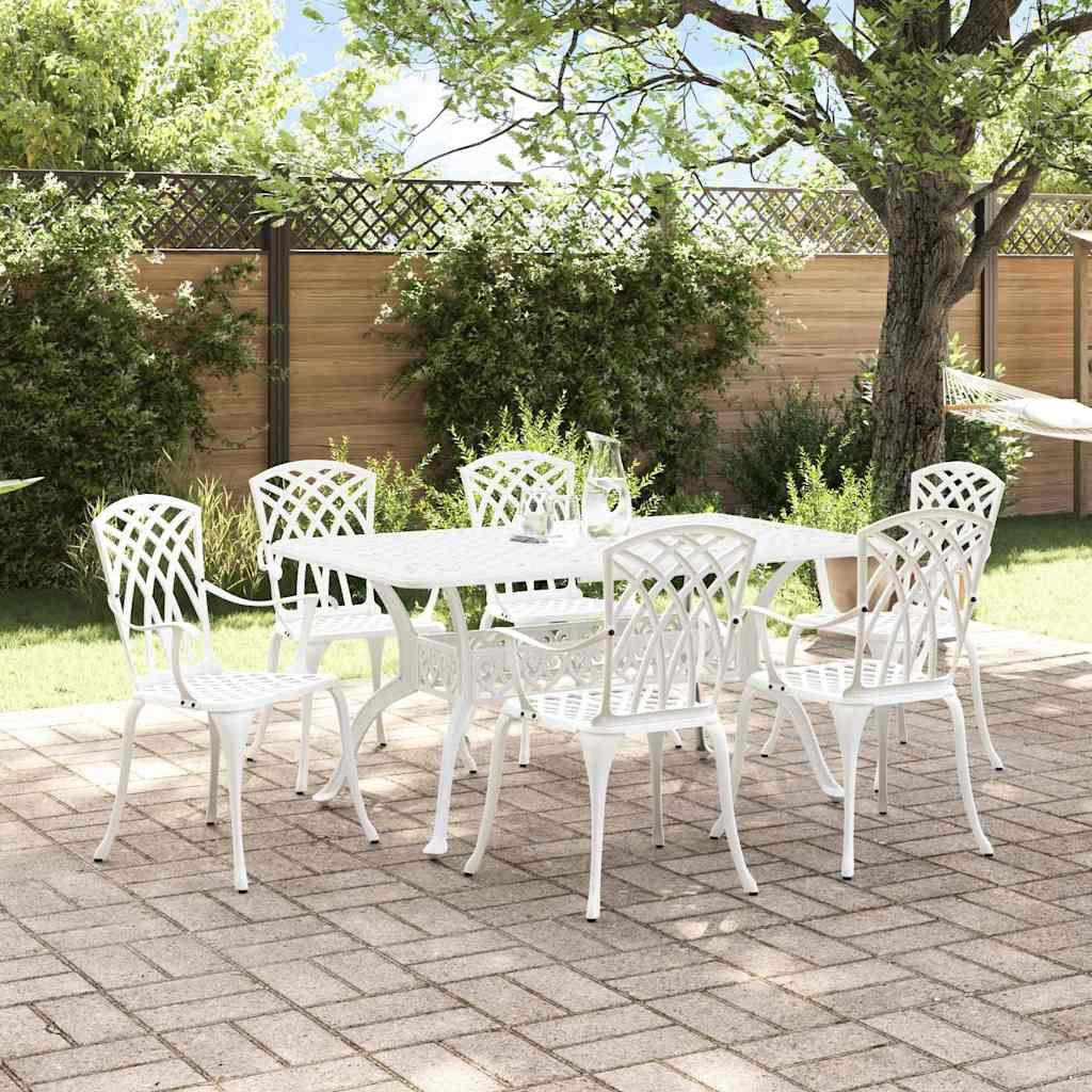 VidaXL Zestaw do jadalni w ogrodzie 7 pcs Biały Aluminium