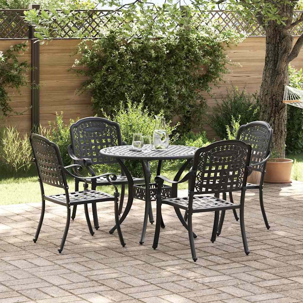 VidaXL Zestaw do jadalni w ogrodzie 5 pcs Czarny Aluminium