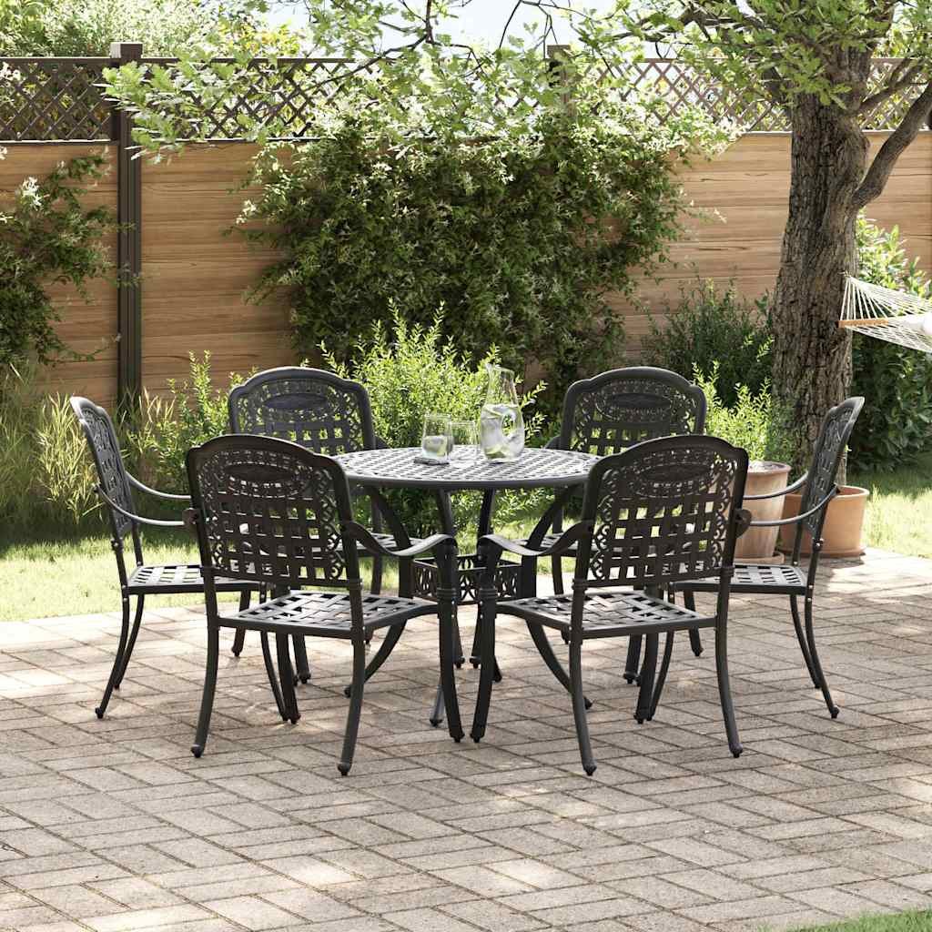 VidaXL Zestaw do jadalni w ogrodzie 7 pcs Czarny Aluminium