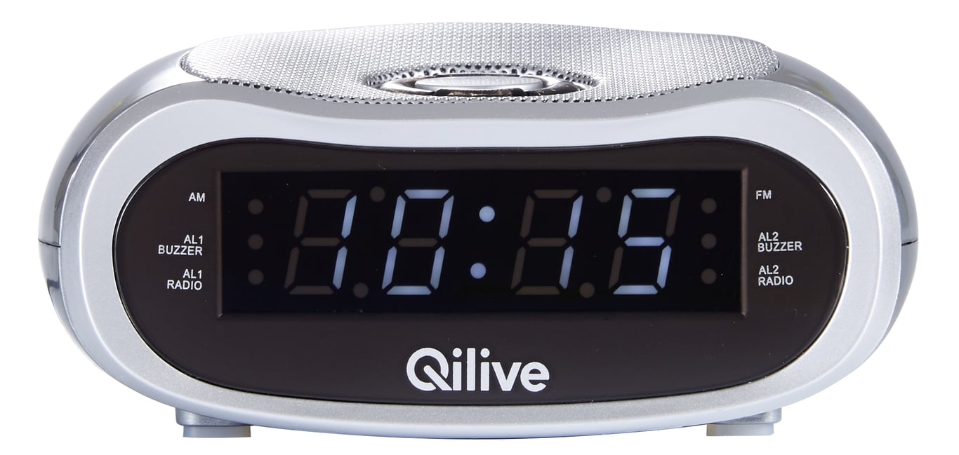 Qilive Q.1235 Zegar Cyfrowy Czarny, Srebrny